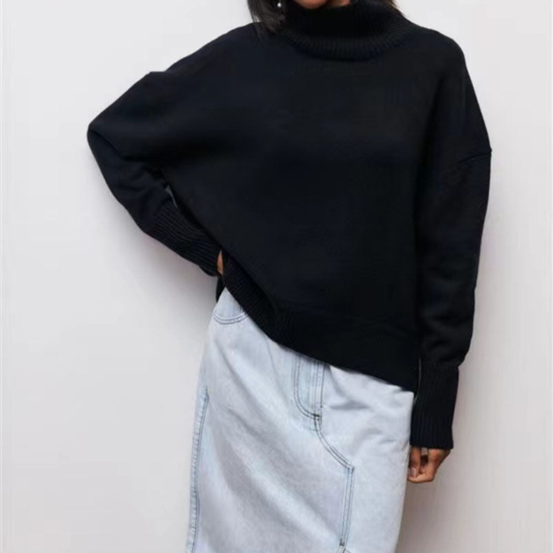 Lola Chic - Pull en coton oversize avec col roulé