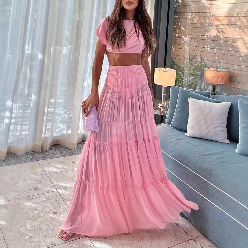 Marinella™ – Ensemble Haut Plissé & Jupe Patchwork Asymétrique