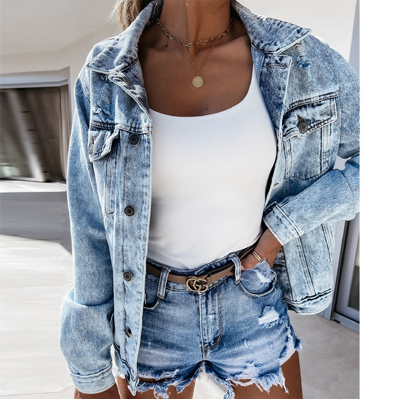 Rivaya™ – Short Taille Haute en Jean Effiloché & Slim