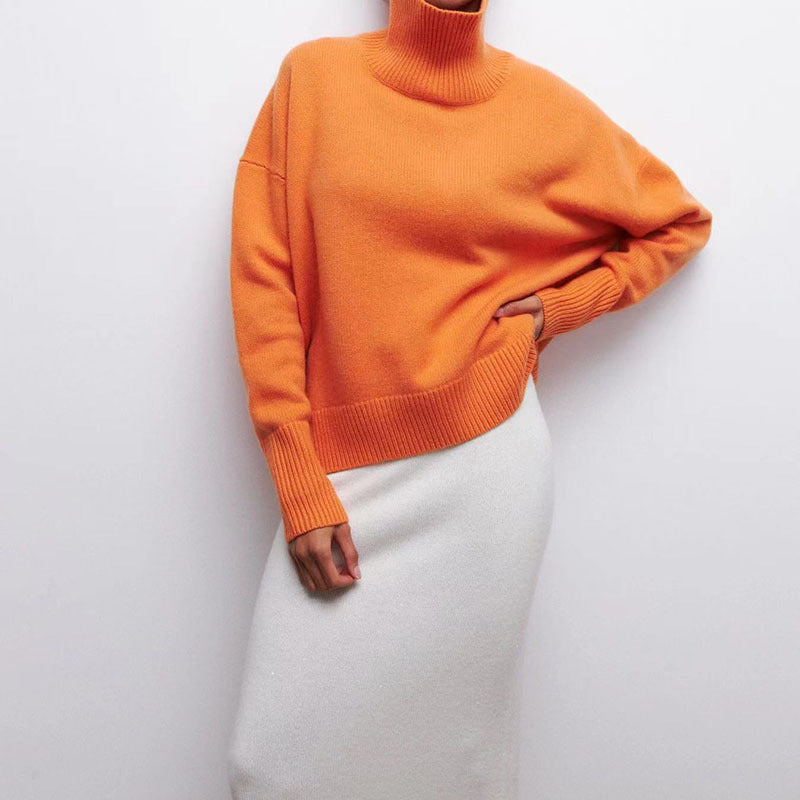 Lola Chic - Pull en coton oversize avec col roulé