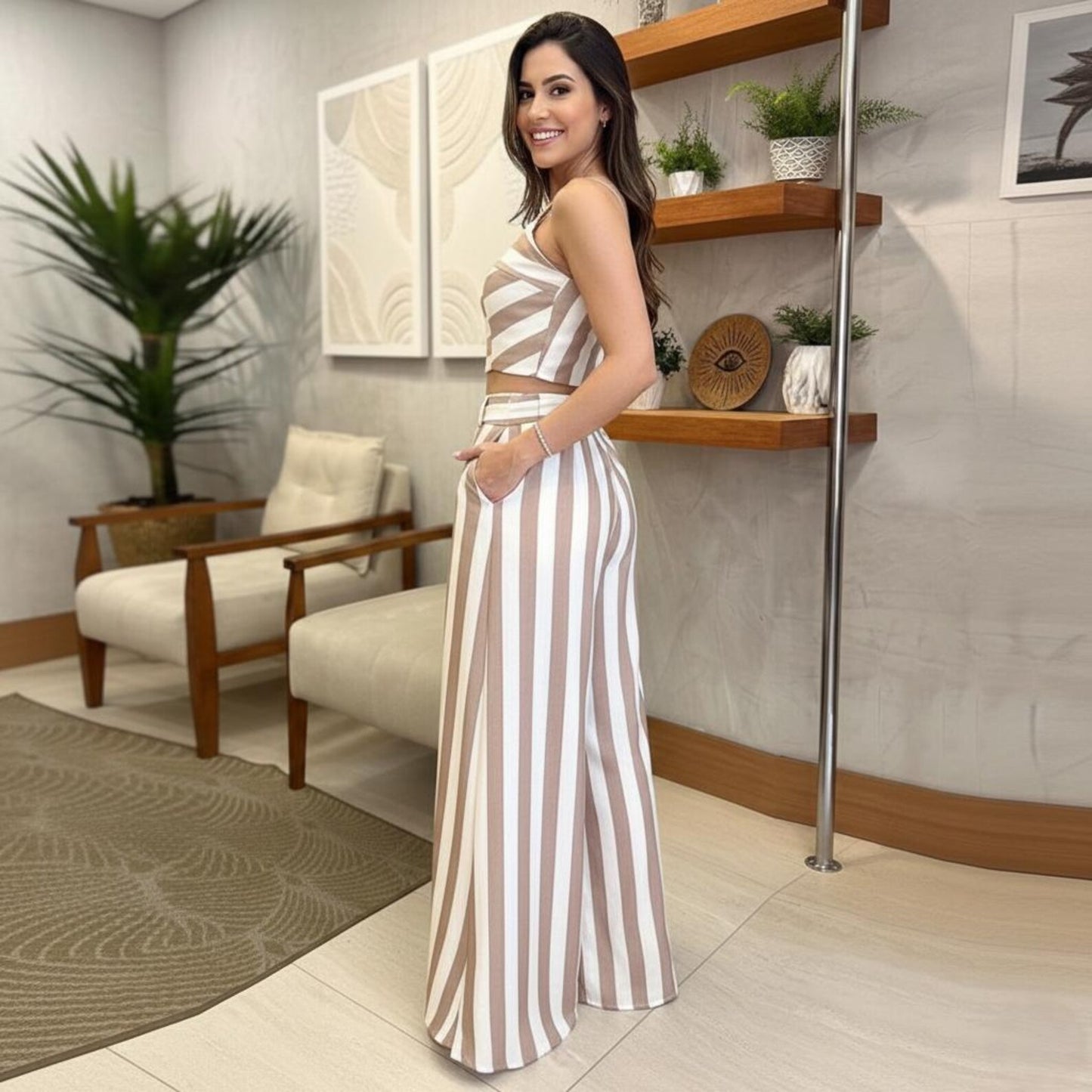 Ensemble Rayé Crop Top & Jupe Riviera™