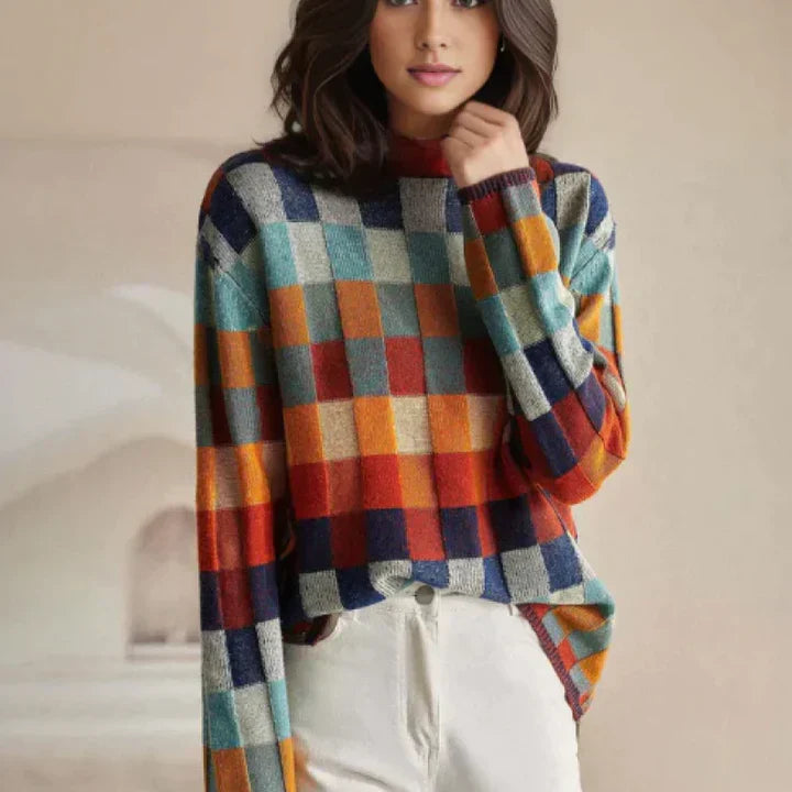 Vanda™ | Pull col roulé patchwork