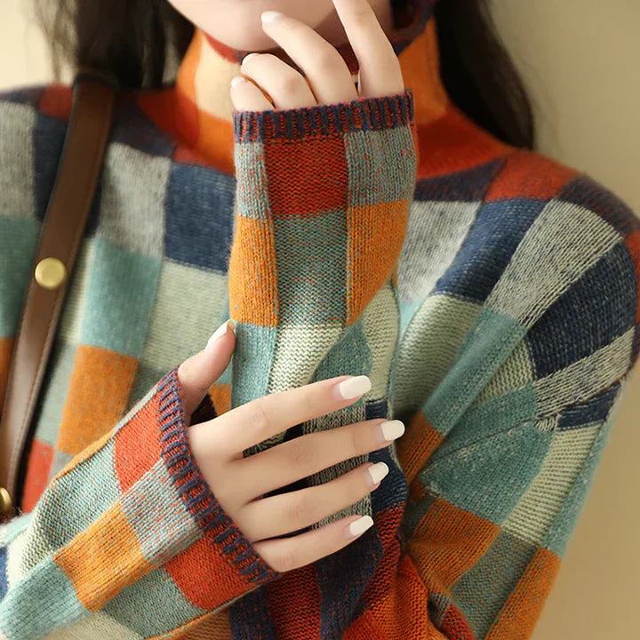Vanda™ | Pull col roulé patchwork