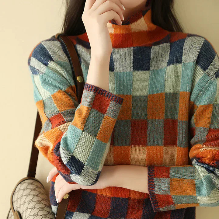 Vanda™ | Pull col roulé patchwork
