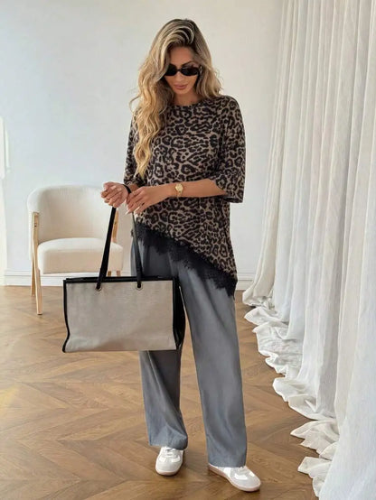 T-shirt Asymétrique Céline™ — Dentelle & Style Fluide