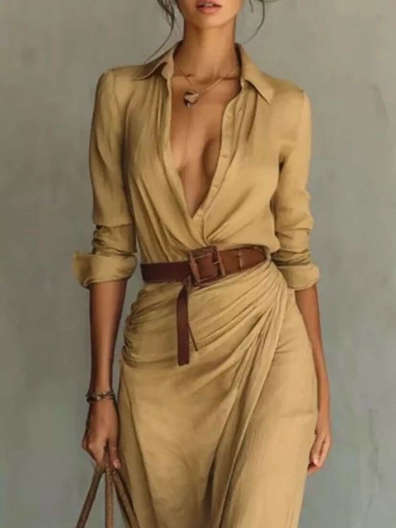 ELARA™ | Robe Longue Asymétrique & Ceinturée