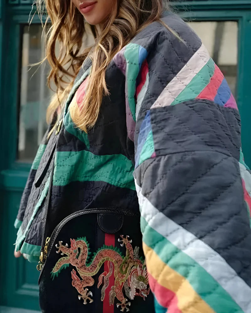 Maya™ | Veste Kimono Rayée & Vintage