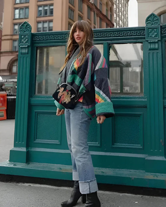 Maya™ | Veste Kimono Rayée & Vintage