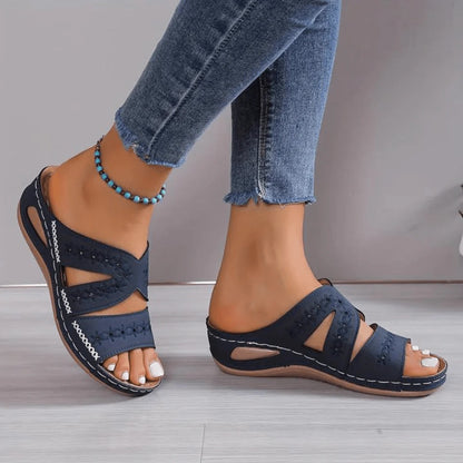 Carla™ | Sandales Compensées à Broderies Ajourées