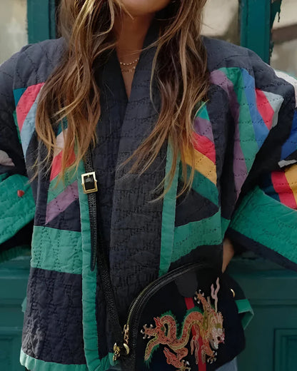 Maya™ | Veste Kimono Rayée & Vintage