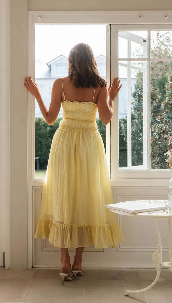 Solène™ | Robe Longue Plissée à Nœuds Romantique