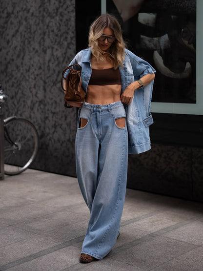 DENIM ENERGY | Ensemble Denim Ample & Pantalon Cut-Out