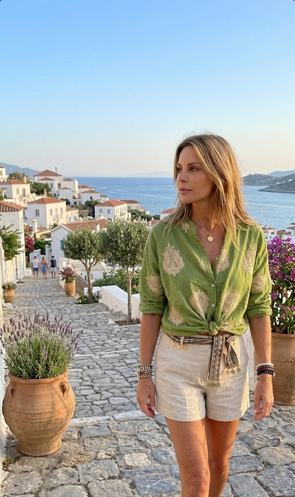 Blouse Gaby™ - Chemise Légère Élégante à Motifs Dorés