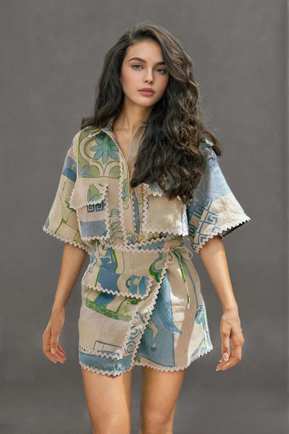 Ensemble Jupe et Chemise Imprimé - Riviera™ Look de Vacances