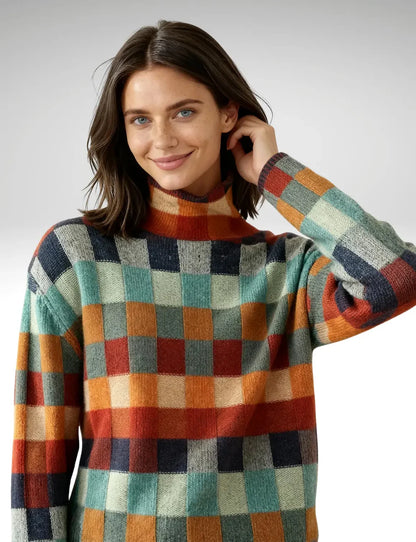 Vanda™ | Pull col roulé patchwork