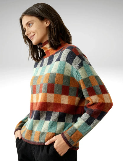 Vanda™ | Pull col roulé patchwork