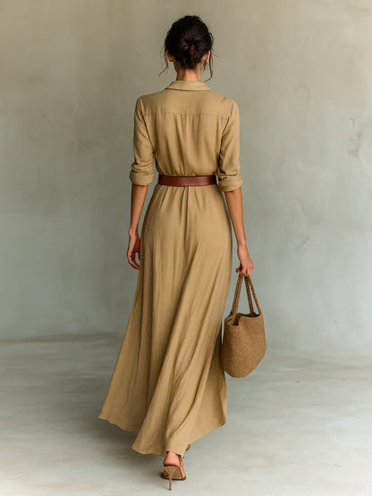 ELARA™ | Robe Longue Asymétrique & Ceinturée