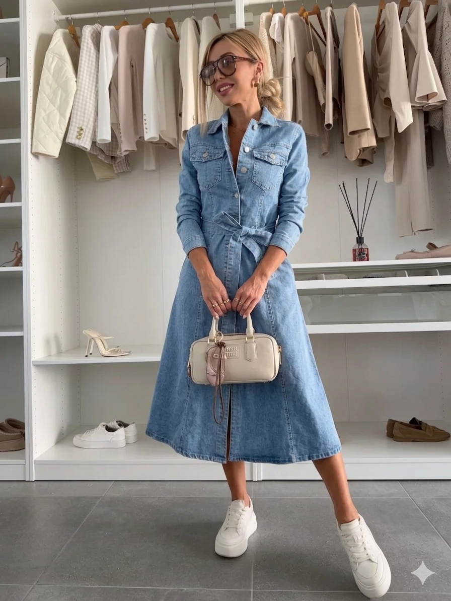 LUNA™ | Robe Denim Sculptante Bleu Iconique