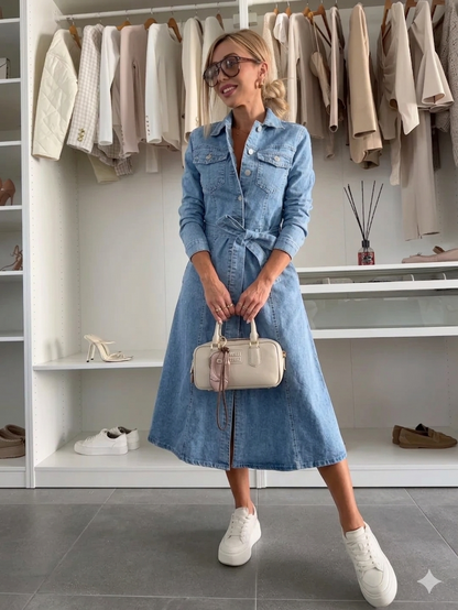 LUNA™ | Robe Denim Sculptante Bleu Iconique