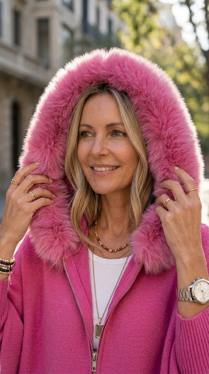 Veste à Capuche Babette™ – Cardigan Zippé en Maille