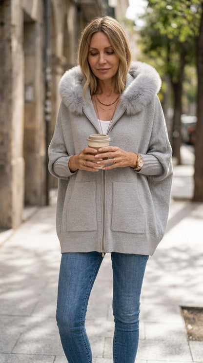 Veste à Capuche Babette™ – Cardigan Zippé en Maille