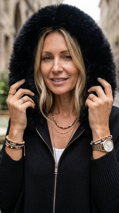 Veste à Capuche Babette™ – Cardigan Zippé en Maille