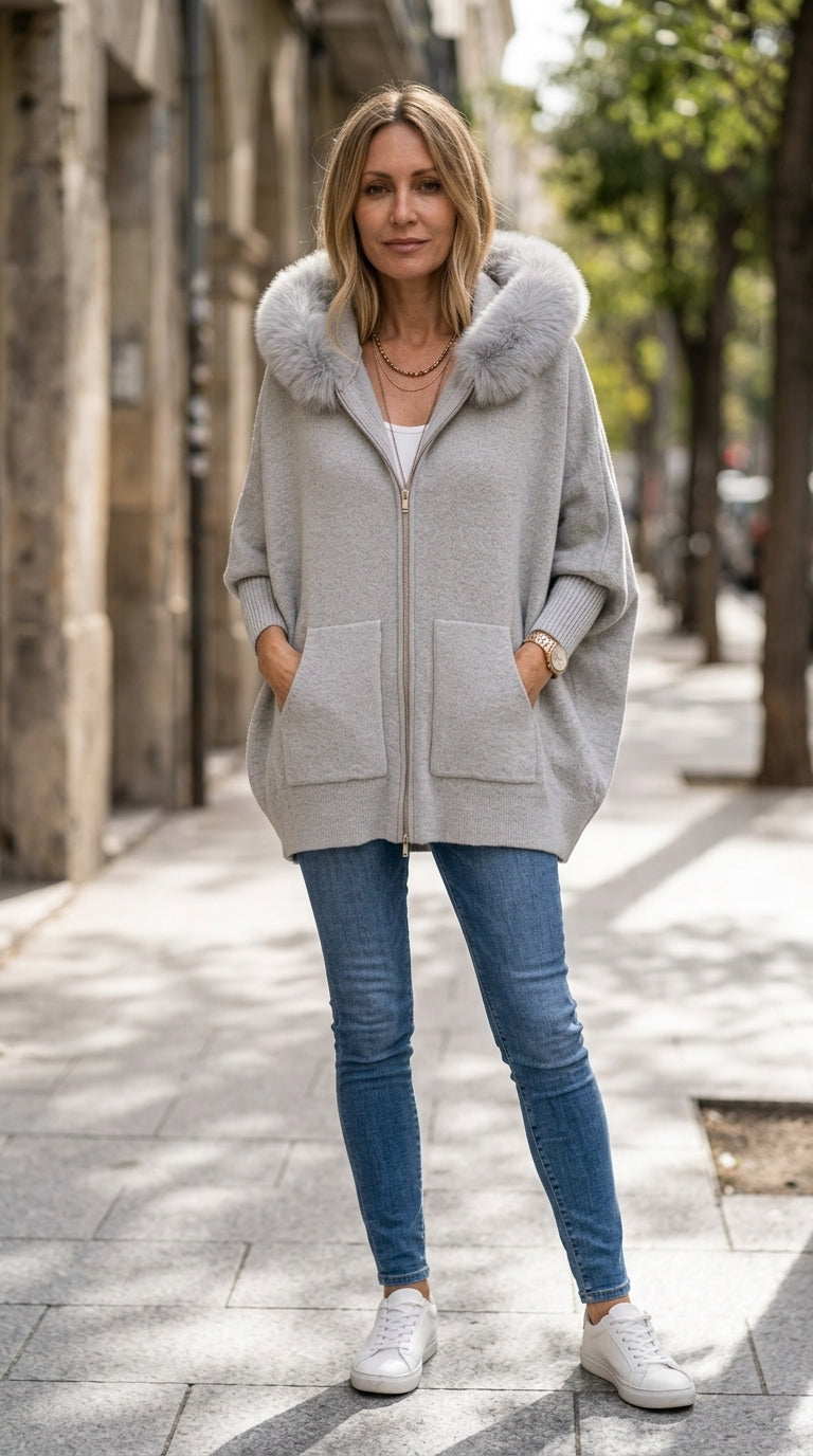 Veste à Capuche Babette™ – Cardigan Zippé en Maille