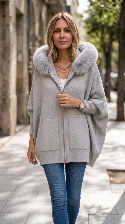 Veste à Capuche Babette™ – Cardigan Zippé en Maille