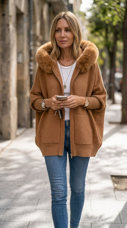 Veste à Capuche Babette™ – Cardigan Zippé en Maille