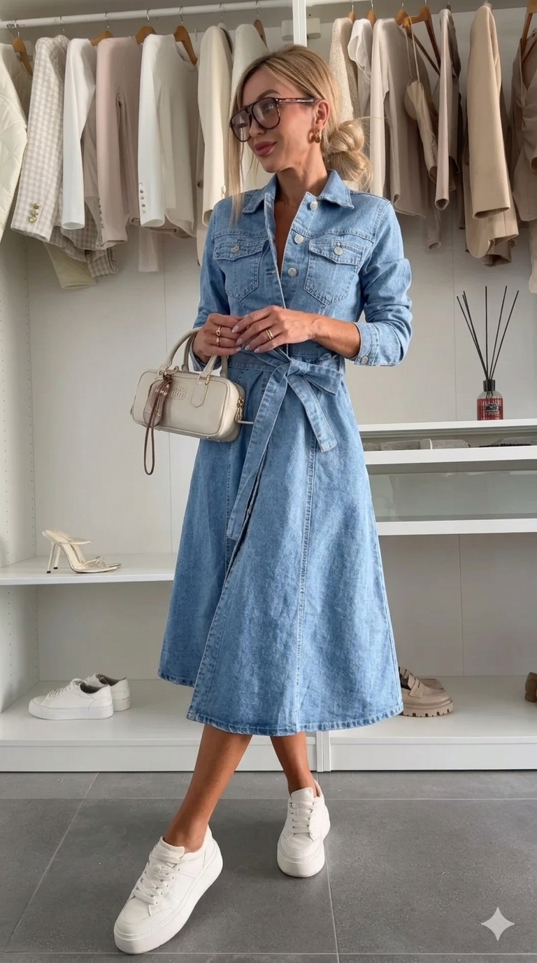 LUNA™ | Robe Denim Sculptante Bleu Iconique