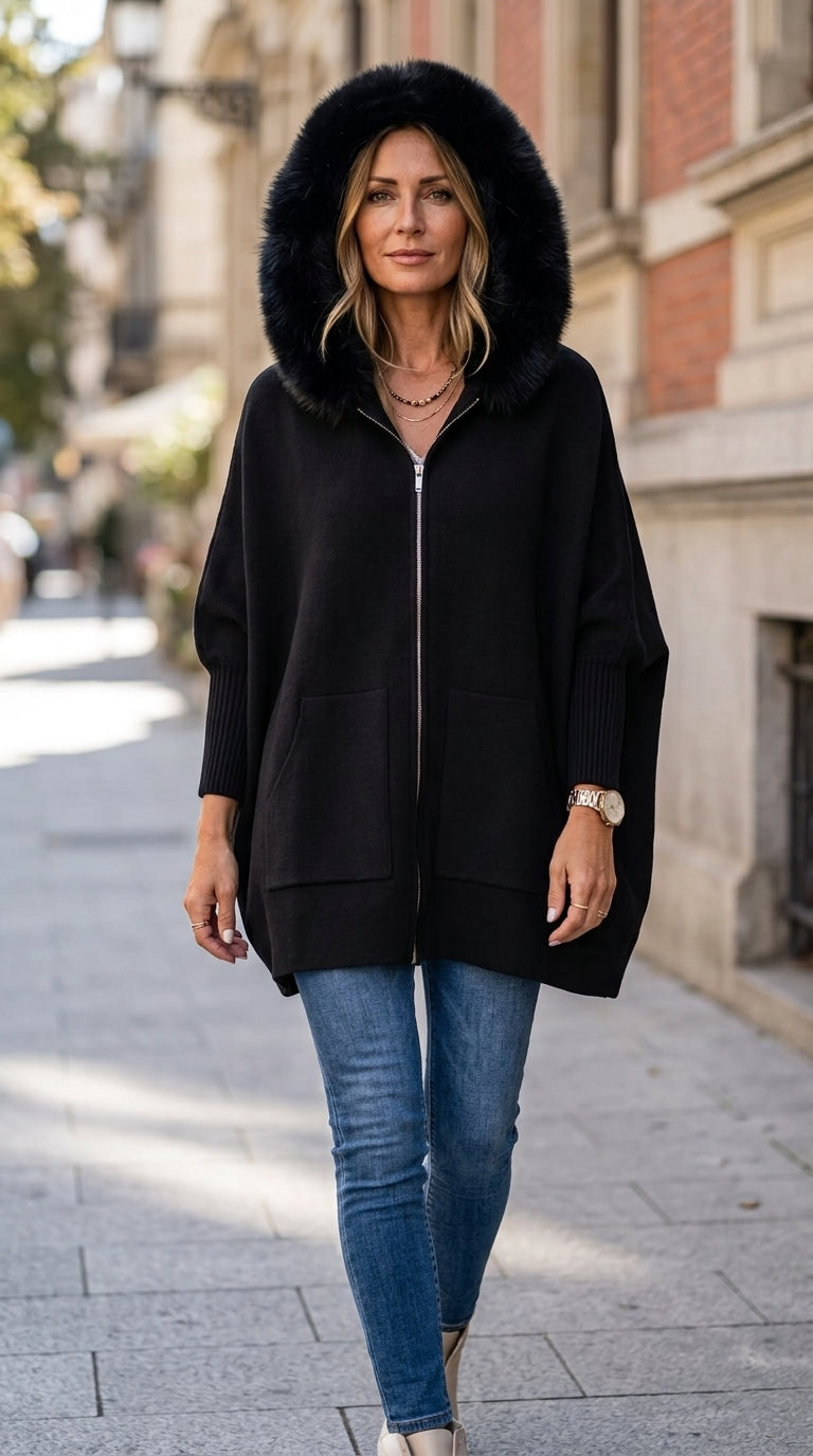 Veste à Capuche Babette™ – Cardigan Zippé en Maille