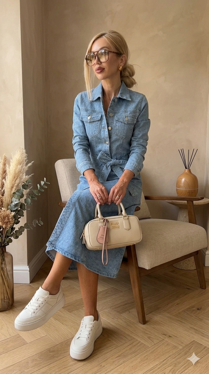 LUNA™ | Robe Denim Sculptante Bleu Iconique