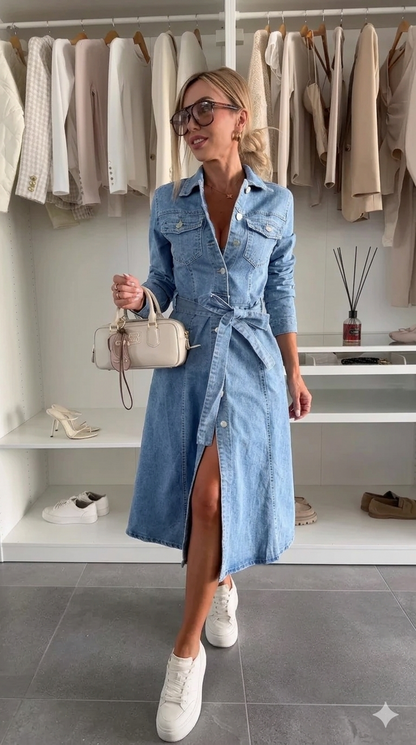 LUNA™ | Robe Denim Sculptante Bleu Iconique