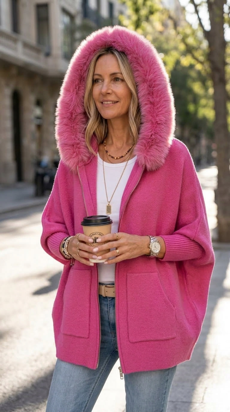 Veste à Capuche Babette™ – Cardigan Zippé en Maille