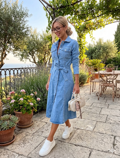 LUNA™ | Robe Denim Sculptante Bleu Iconique