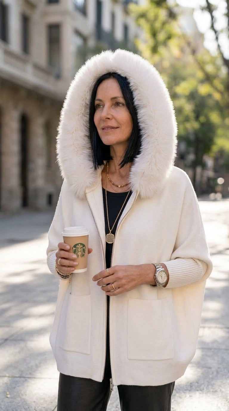 Veste à Capuche Babette™ – Cardigan Zippé en Maille