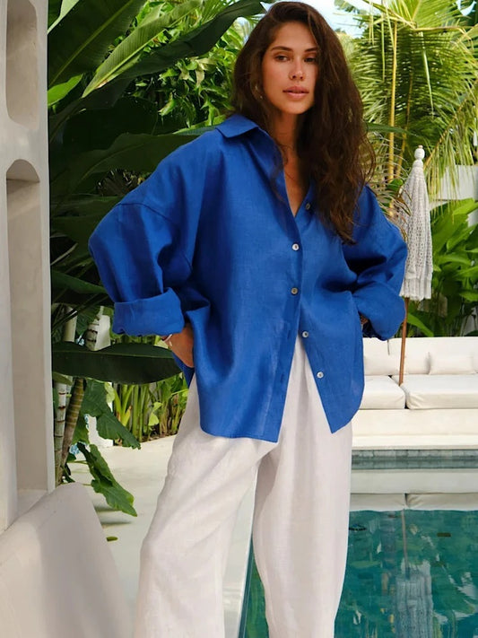 Blouse à Volants à Manches Longues