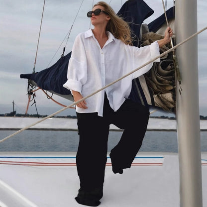 Blouse à Volants à Manches Longues