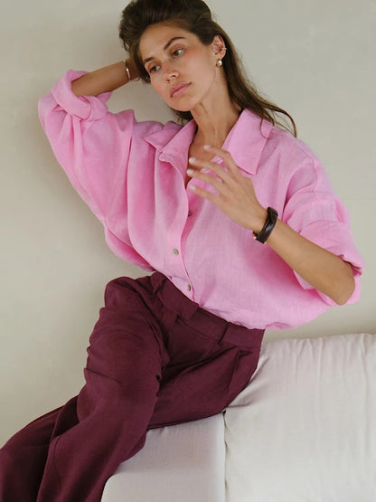 Blouse à Volants à Manches Longues
