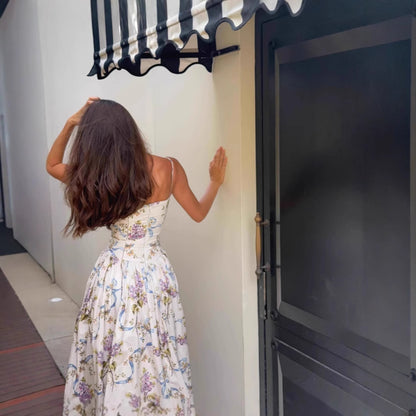 Amoria™ – Robe Fleurie à Bretelles & Taille Cintrée