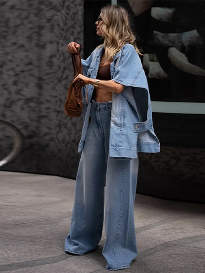 DENIM ENERGY | Ensemble Denim Ample & Pantalon Cut-Out