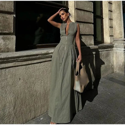 Victoria™ – Robe Maxi Zip Femme Élégante