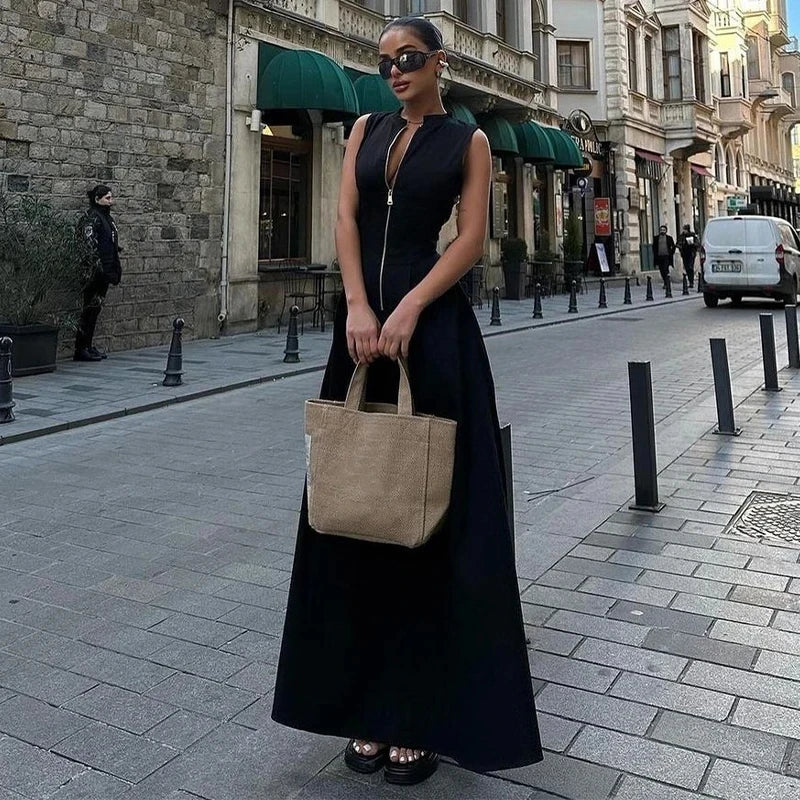 Victoria™ – Robe Maxi Zip Femme Élégante