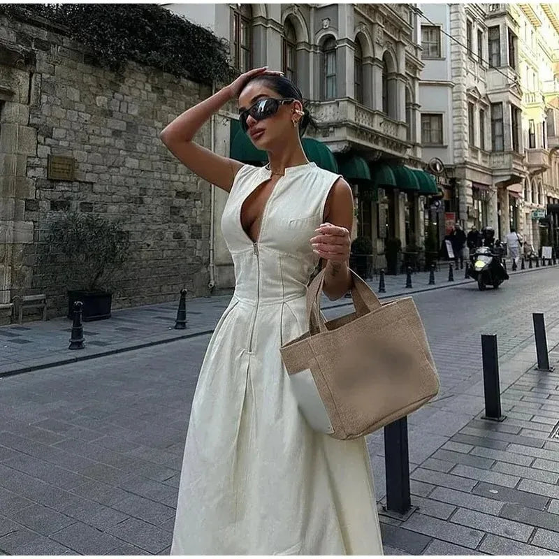 Victoria™ – Robe Maxi Zip Femme Élégante