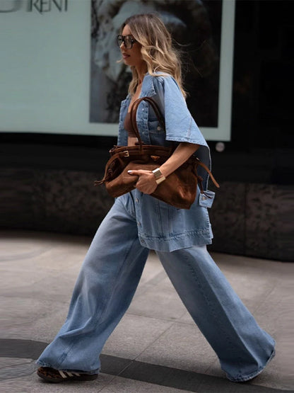 DENIM ENERGY | Ensemble Denim Ample & Pantalon Cut-Out