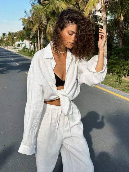 ALBA™ | Set en Lin Blanc & Élégance Old Money Old