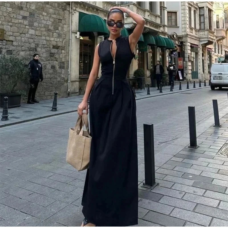Victoria™ – Robe Maxi Zip Femme Élégante