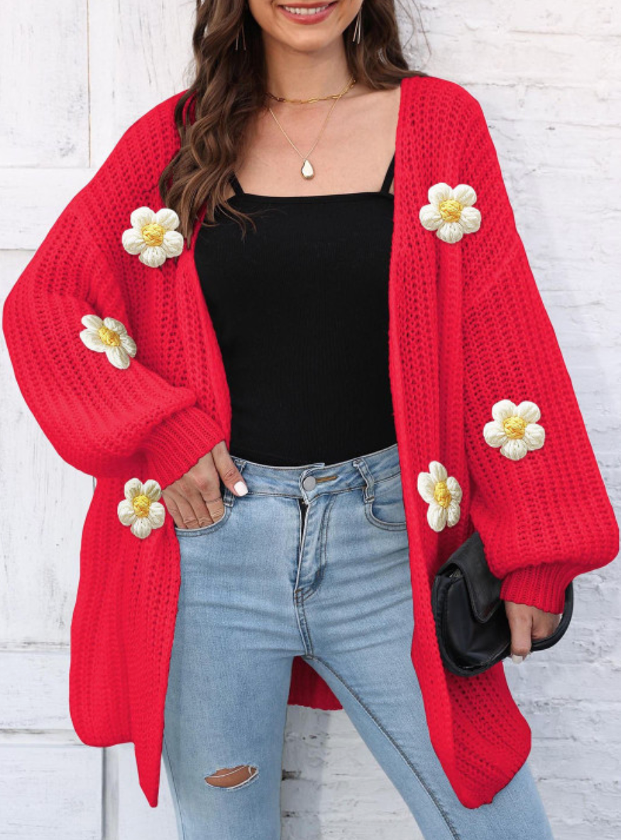 Cardigan Fleur™ : Maille 3D & Douceur