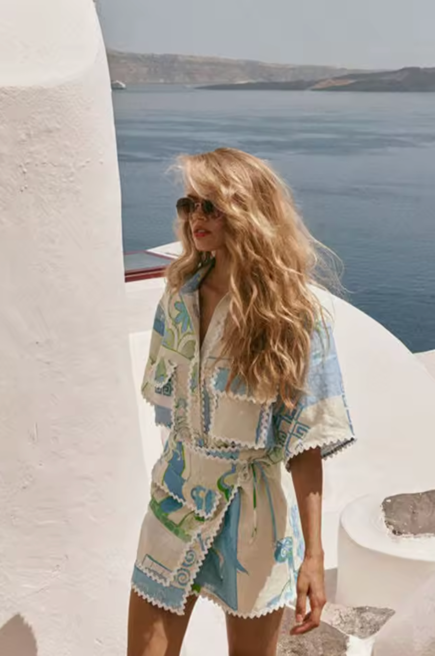 Ensemble Jupe et Chemise Imprimé - Riviera™ Look de Vacances