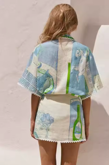 Ensemble Jupe et Chemise Imprimé - Riviera™ Look de Vacances